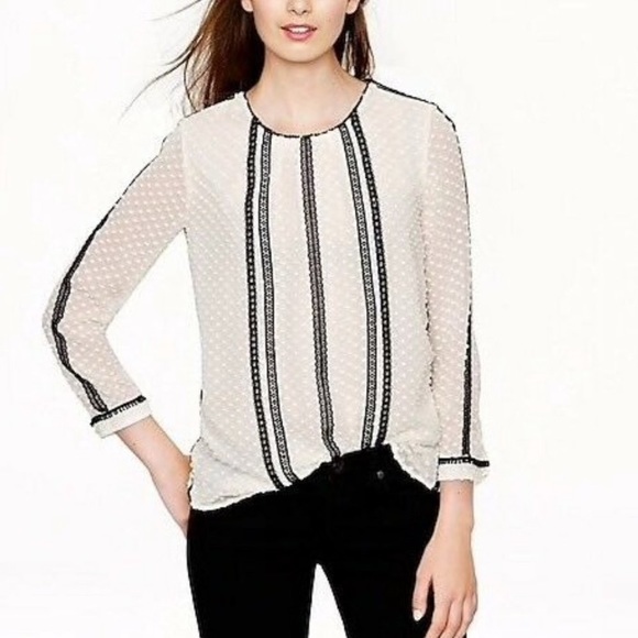 J Crew Blouse textured with lace detail - Picture 1 of 9